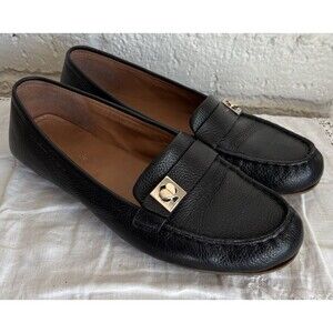 kate spade New York Camelia Loafer Women’s Size 9,5  Black Leather Silver Heart